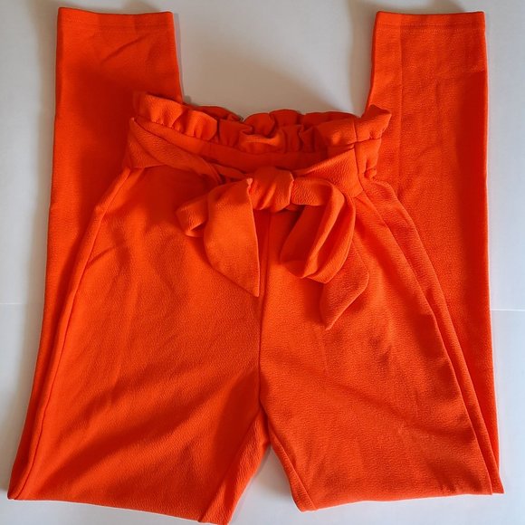 SHEIN: Orange Women's Pants/Trousers with Bow - Picture 1 of 4